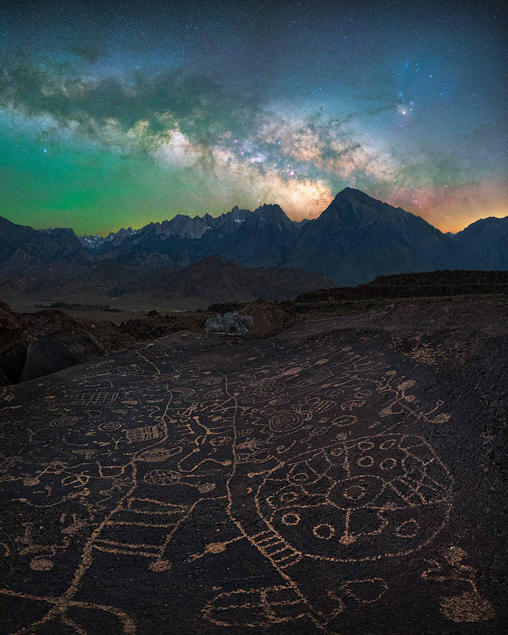 Petroglyphs carved by Native Americans in Sierra Nevada California