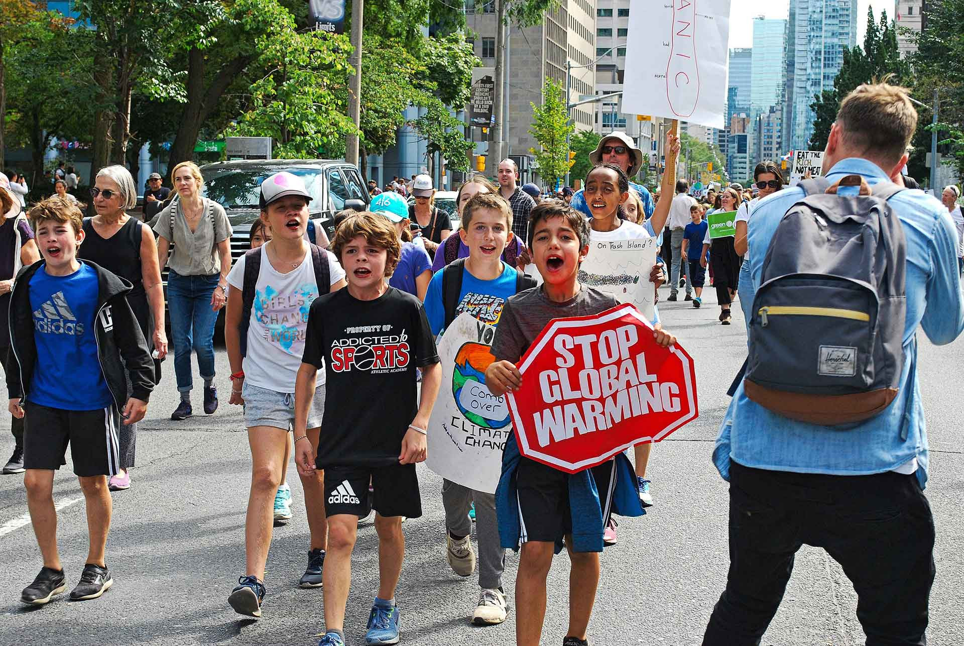 Children protesting climate change in Toronto