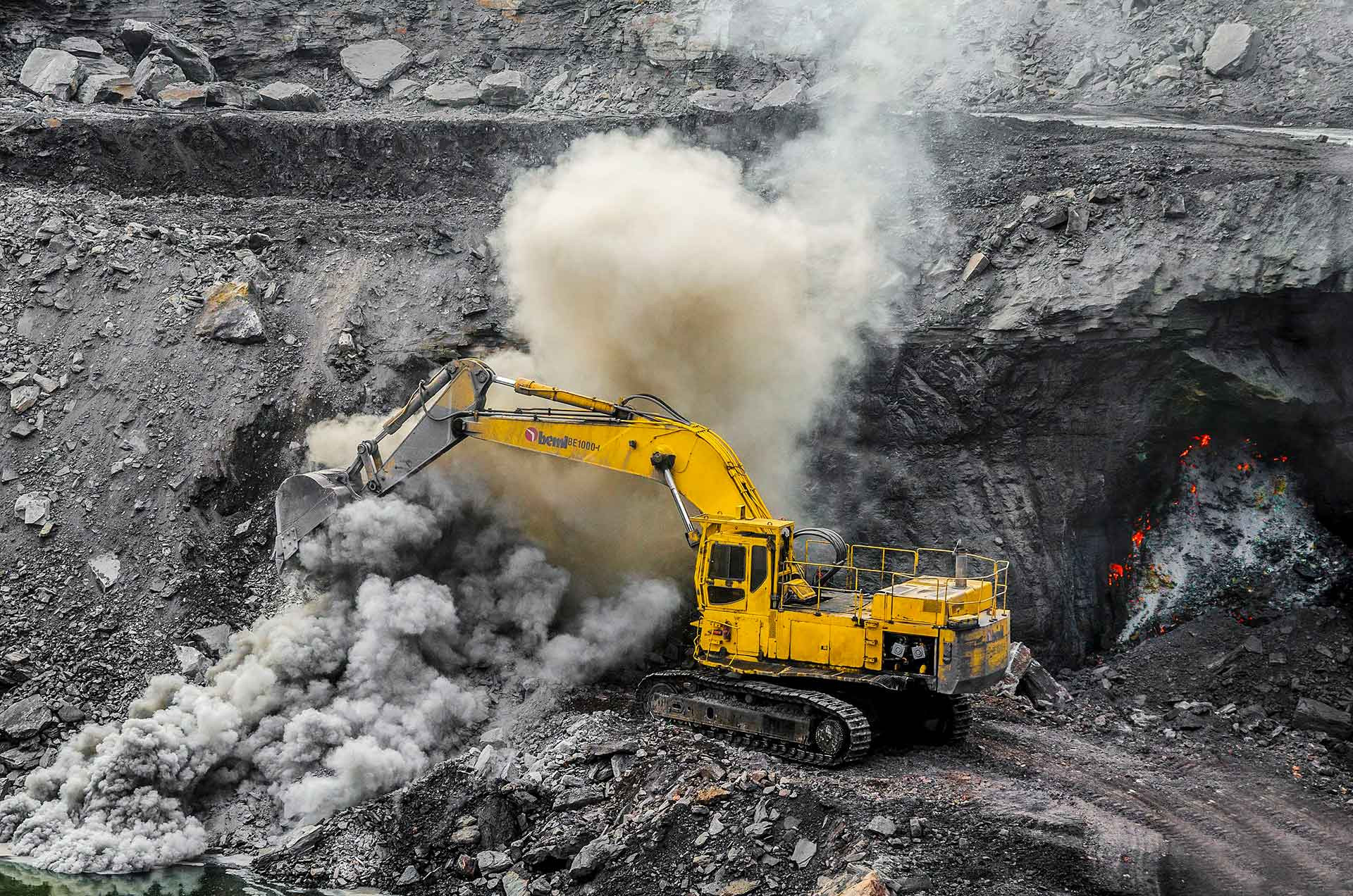 A coal mine with extraction for fossil fuels in Jharkhand