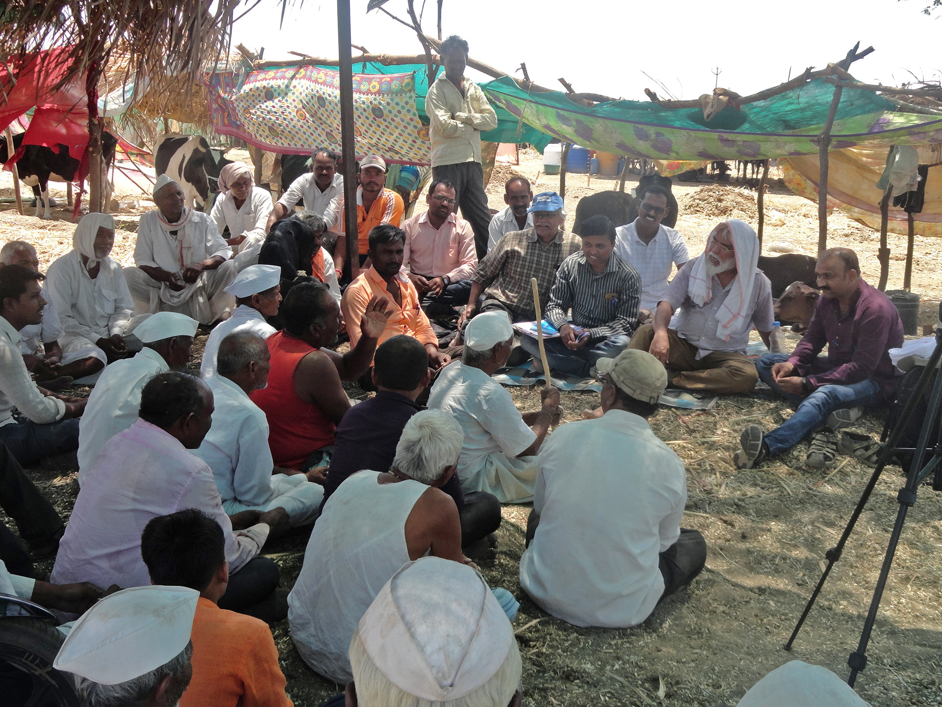 Discussion with farmers at a fodder camp in beed - Understanding India's Water Management Woes | Nature inFocus