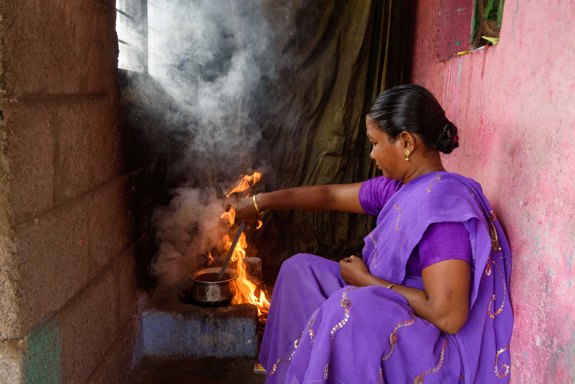Cooking in a rural kitchen in India