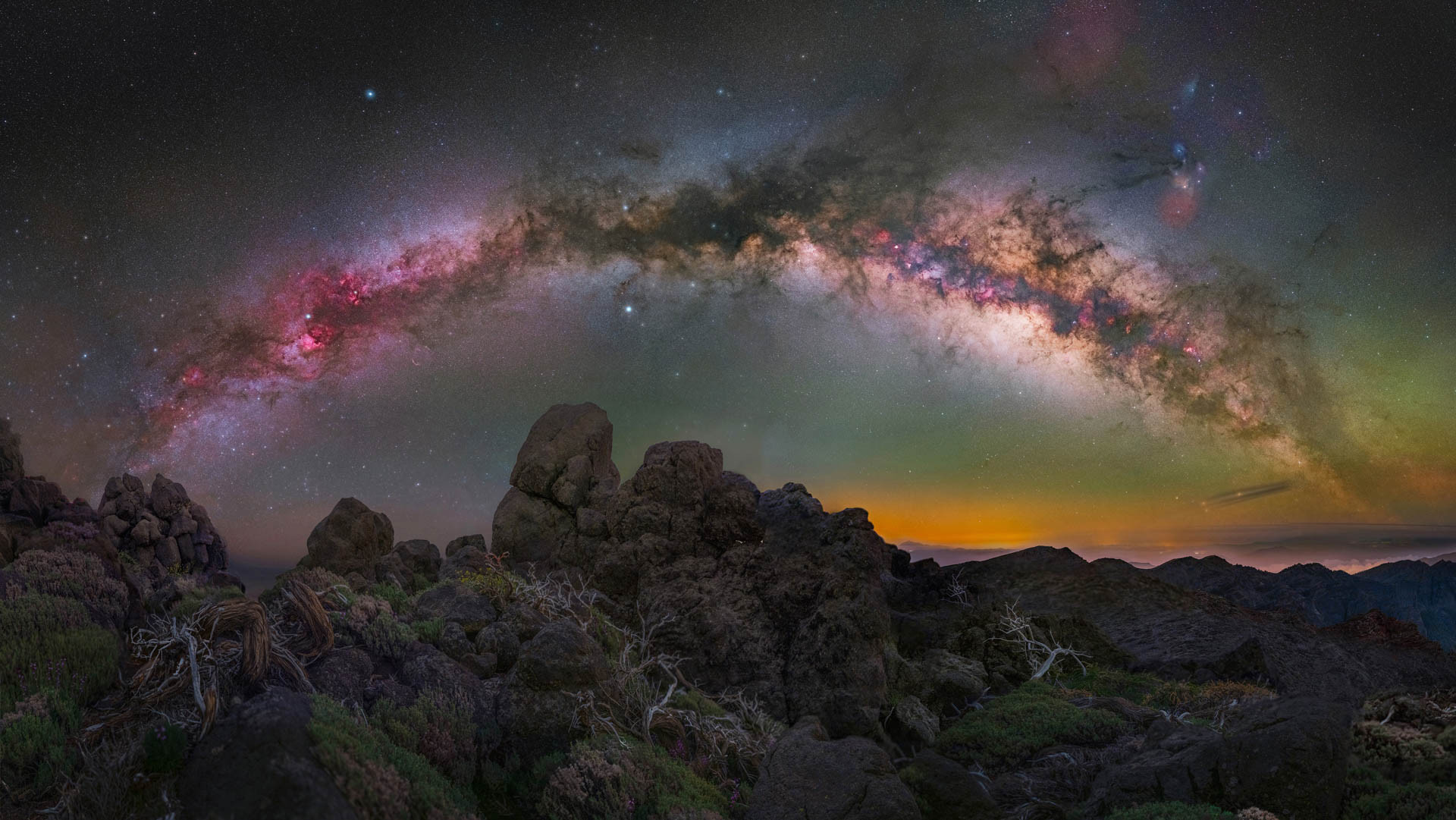Milky way on Pico de la Cruz in La Palma Canary Islands in Spain