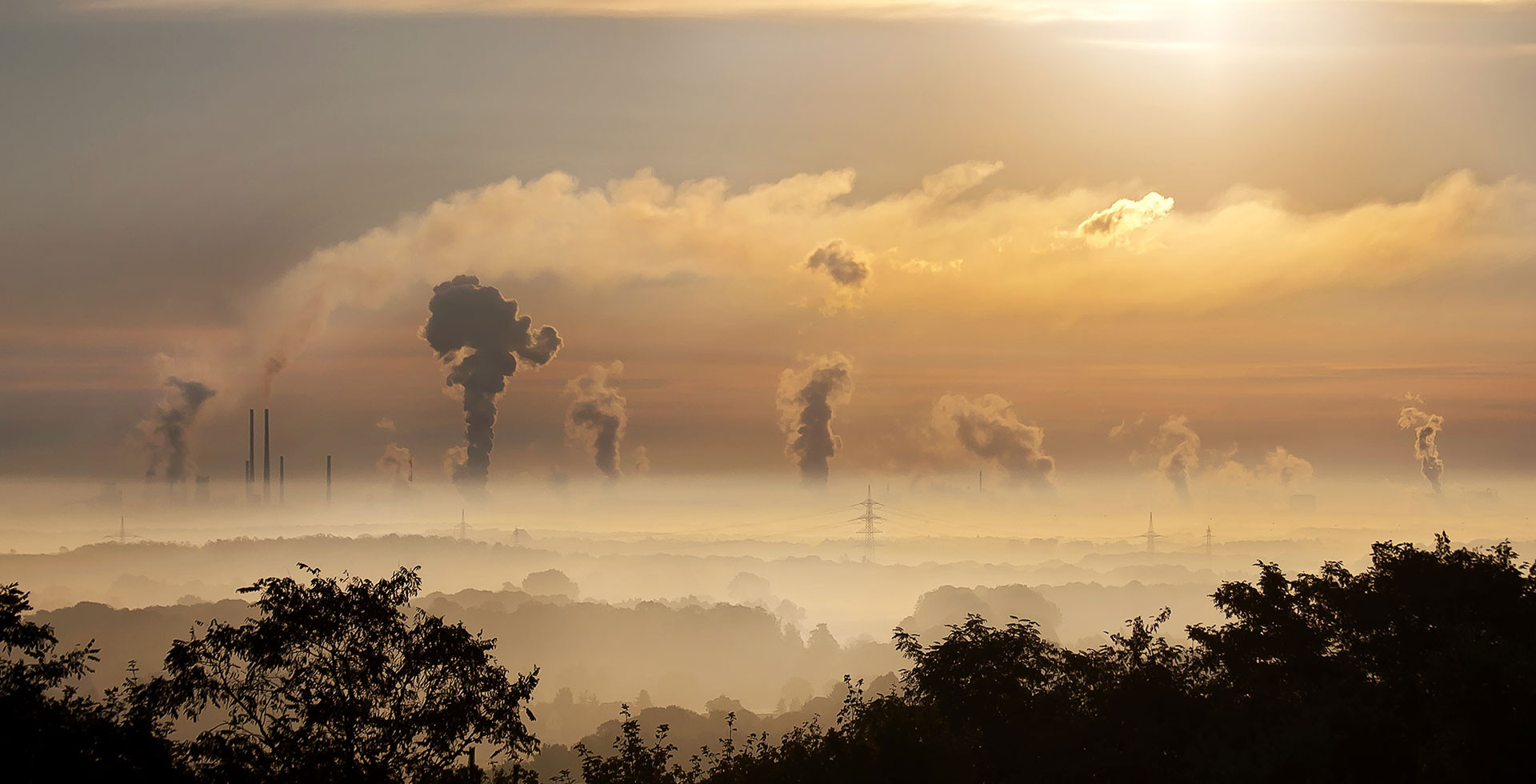 Skyline showing industrial pollution 