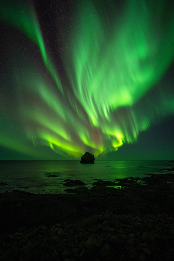 Aurora in Reykjanes Peninsula in Iceland