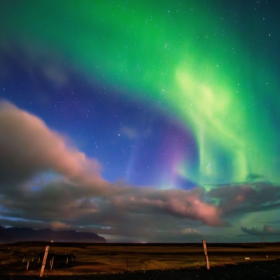 Ice Lagoon, Iceland; Northern Lights